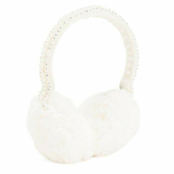 New! CHRISTIAN SIRIANO Pearl Embellished Band Faux Fur Earmuffs - Picture 3 of 4